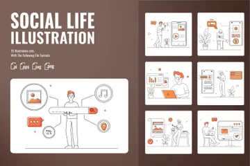Social Life Illustration Pack