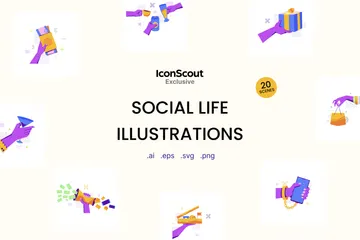 Social Life Illustration Pack