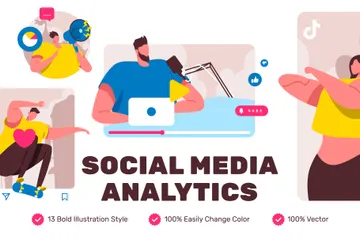 Social Media Analytics Illustration Pack