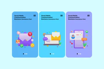 Social Media Communication Business Illustration Pack