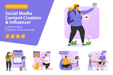 Social Media Content Creation & Influencer Illustration Pack