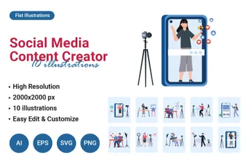 Social Media Content Creator Illustration Pack