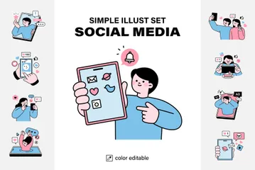 Social Media Illustration Set Illustration Pack