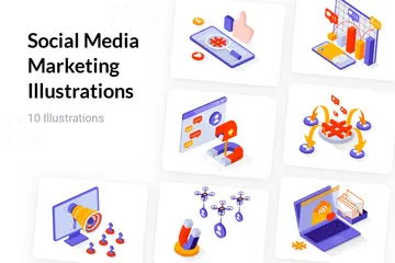 Social Media Marketing Illustration Pack