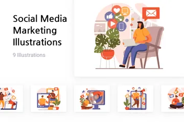 Social Media Marketing Illustration Pack