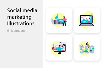 Social Media Marketing Illustration Pack