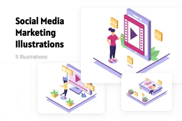 Social Media Marketing Illustration Pack