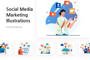 Social Media Marketing Illustration Pack