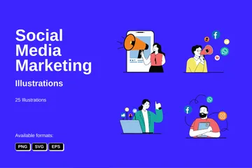 Social Media Marketing Illustration Pack