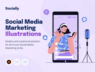 Social Media Marketing Illustration Pack