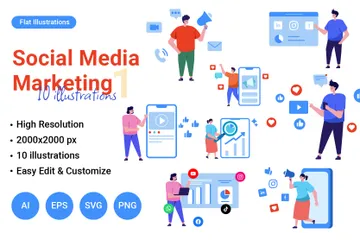 Social Media Marketing Teil 1 Illustrationspack