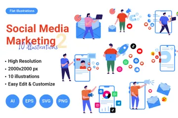 Social Media Marketing Teil 2 Illustrationspack