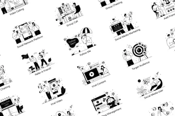 Social Networking And Communications Illustration Pack
