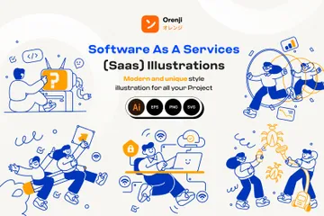 Software como servicio (SaaS) Paquete de Ilustraciones