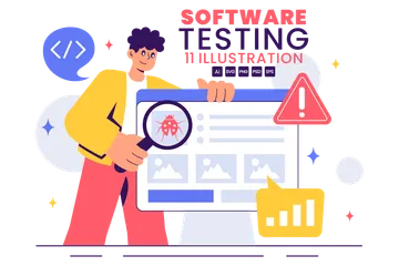 Softwaretest und -debugging Illustrationspack