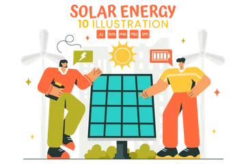 Solar Energy Installation Illustration Pack