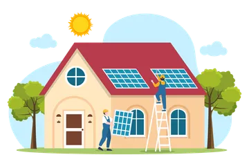 Solarenergie-Illustration Illustrationspack