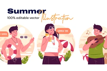 Sommercharakter Illustrationspack