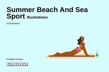 Sommerstrand und Meeressport Illustrationspack