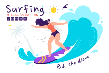 Sommer Surfen Illustrationspack