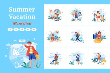 Sommerurlaub Illustrationspack