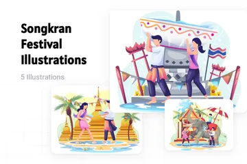 Songkran Festival Illustration Pack