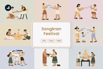 Songkran Festival Illustration Pack