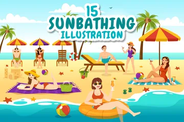 Sonnenbaden Illustrationspack