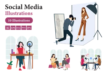 Sozialen Medien Illustrationspack