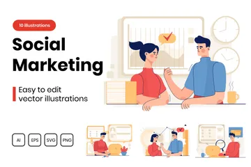 Soziales Marketing Illustrationspack