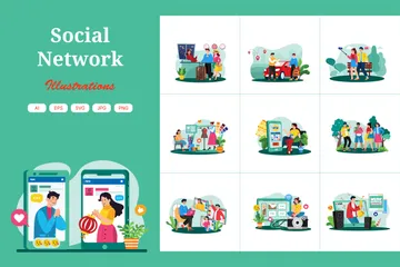 Soziales Netzwerk Illustrationspack
