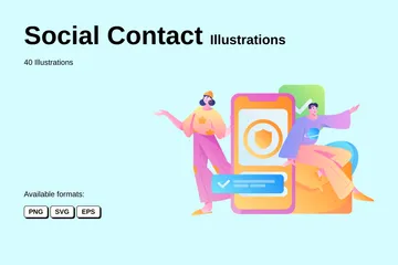 Sozialer Kontakt Illustrationspack