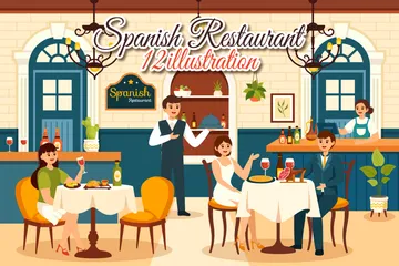 Spanisches Restaurant Illustrationspack