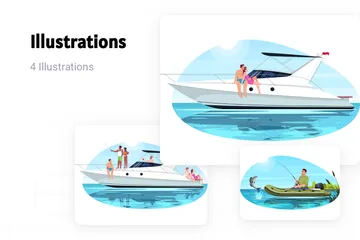 Speed Boats For Recreation Illustration Pack