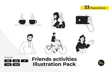 Spending Time With Friends Illustration Pack