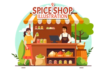 Spice Shop And Seasoning Illustration Pack