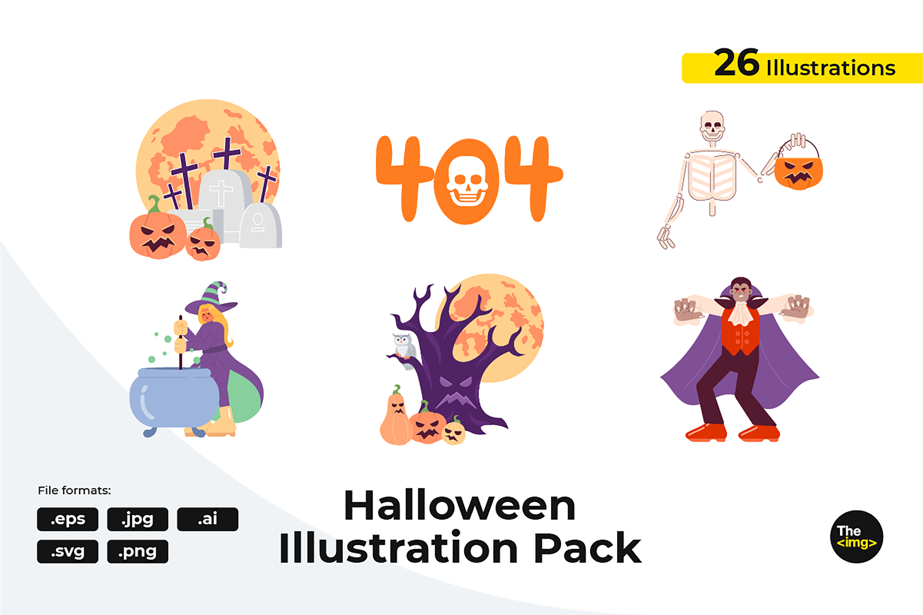 Spooky Halloween Illustration Pack - 26 Holidays Illustrations | SVG ...