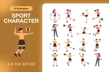 Sportlicher Charakter Illustrationspack