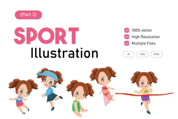 Fille sportive Pack d'Illustrations