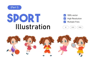 Sport Girl Illustration Pack