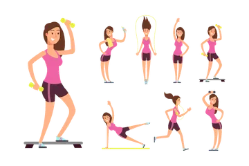 Sport Young Woman Illustration Pack