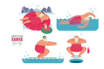 Sporting Santa Illustration Pack