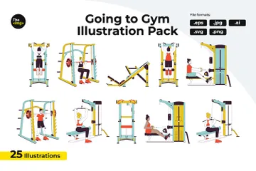 Sportive, sportif, sur, équipement gymnase Pack d'Illustrations