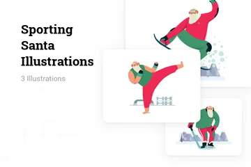 Sportlicher Weihnachtsmann Illustrationspack