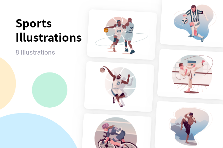 Sports Illustration Pack - 8 Sports & Games Illustrations | SVG, PNG ...