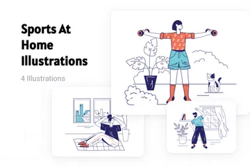 Sports At Home Illustration Pack