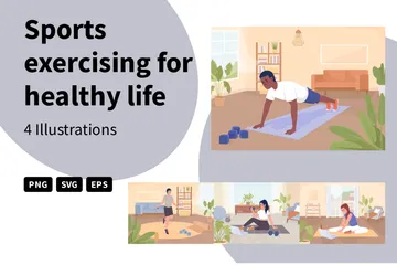 健康的な生活のためのスポーツ運動 イラストパック