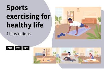 Sports Exercising For Healthy Life Illustration Pack