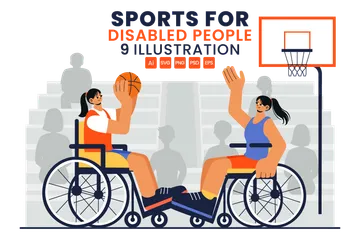 Sports For Disabled People Illustration Pack