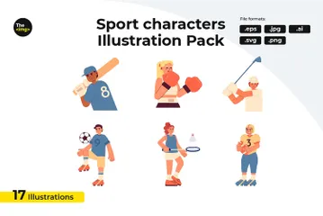 Sportswoman Sportsman Illustration Pack